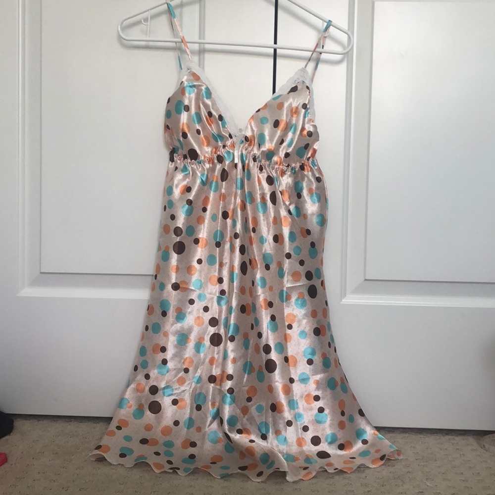 🎀PINK CIRCLE PATTERNED NIGHT GOWN DRESS🎀